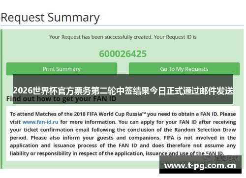 2026世界杯官方票务第二轮中签结果今日正式通过邮件发送